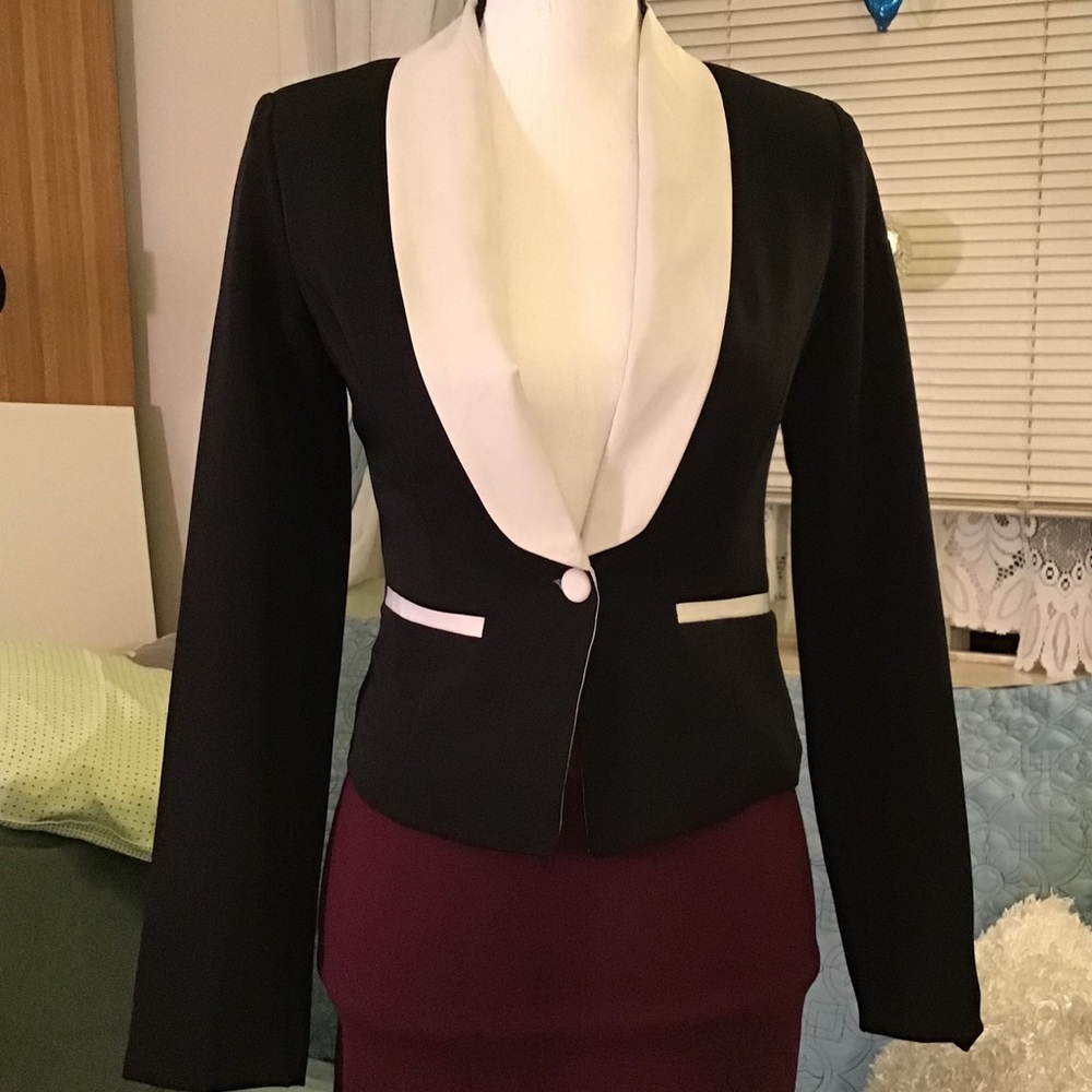 Love Tree cocktail blazer black & white